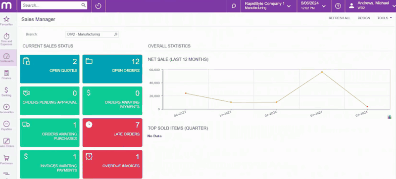 MYOB Acumatica screens cycling through dashboards, finance and sales activity